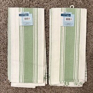 Hobby Lobby 6 Piece Green & White Stripe Kitchen Towels